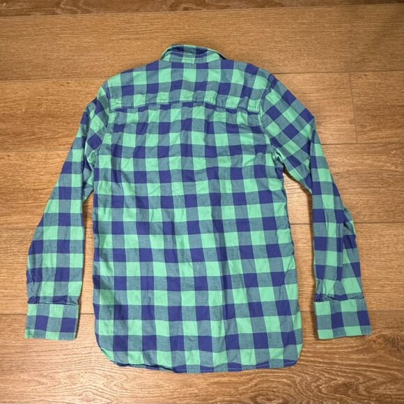 Mini Boden Boys Buffalo Plaid Long Sleeve Button Down Shirt, Blue/Green 13-14Y - Picture 10 of 10